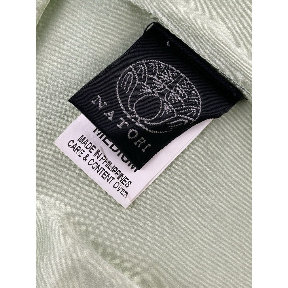 Natori Y2K 100% Silk Cami Tank Top Women's Medium Green Satin Adjustable Straps - Picture 6 of 10